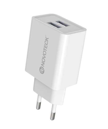 Carregador 2.4A 2 USB Branco NOVOTECK C-003