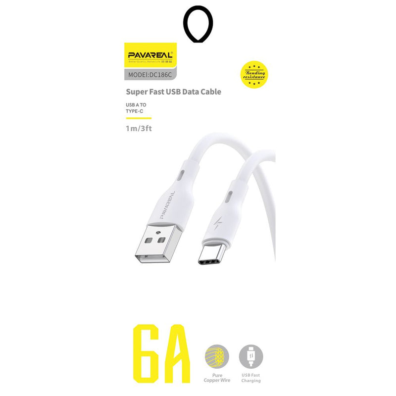 Cabo PAVAREAL USB para Tipo C 6A PA-DC186C 1 m. branco