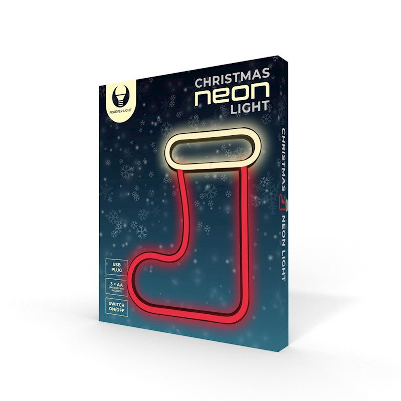 MEIA DE NATAL LED neon Branco e Vermelho