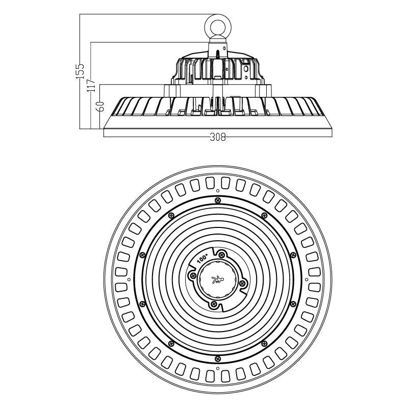 Campânula Ufo Led Serie A 150W 1-10V 5000K