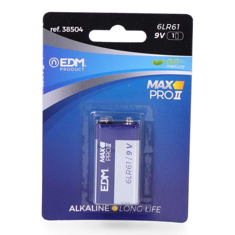 Pilha Edm Alkalina Long Life  6LR6 - 9V (BLÍSTER 1 unid.) 26,5X17,5X48,5mm