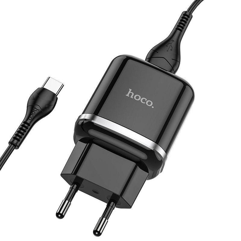 Carregador de parede HOCO USB A + cabo USB A para Tipo C QC3.0 3A 18W N3 Preto