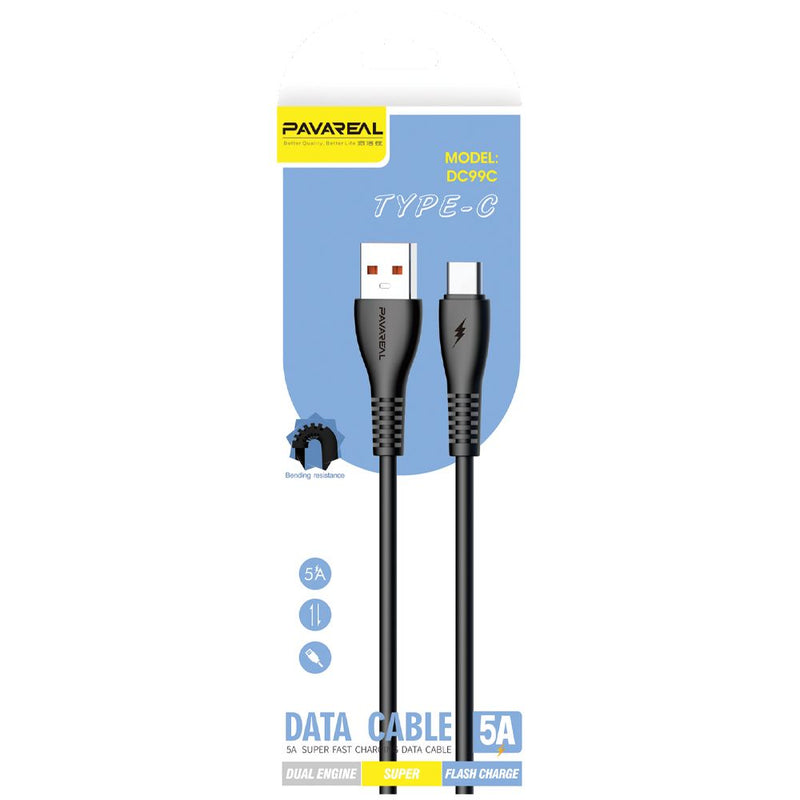 Cabo PAVAREAL USB para Tipo C 5A PA-DC99C 1 m. preto