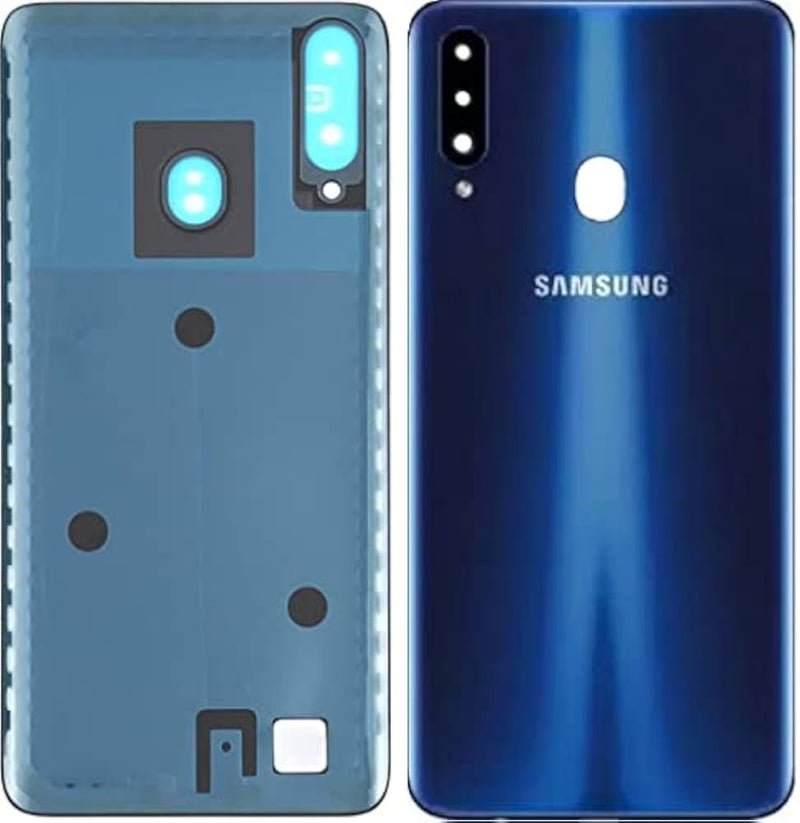 SAMSUNG GALAXY A20S A207 - Tampa da bateria com adesivo e lente da câmera azul