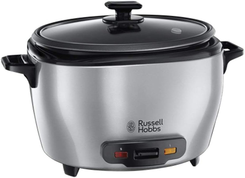 Russell Hobbs Roice Maxicook - Capacidade de 5 litros, 14 chávenas, bandeja para cozinhar a vapor, função de manter o calor, recipiente anti-aderente, espaço, copo medidor, inoxidável, 1000 W