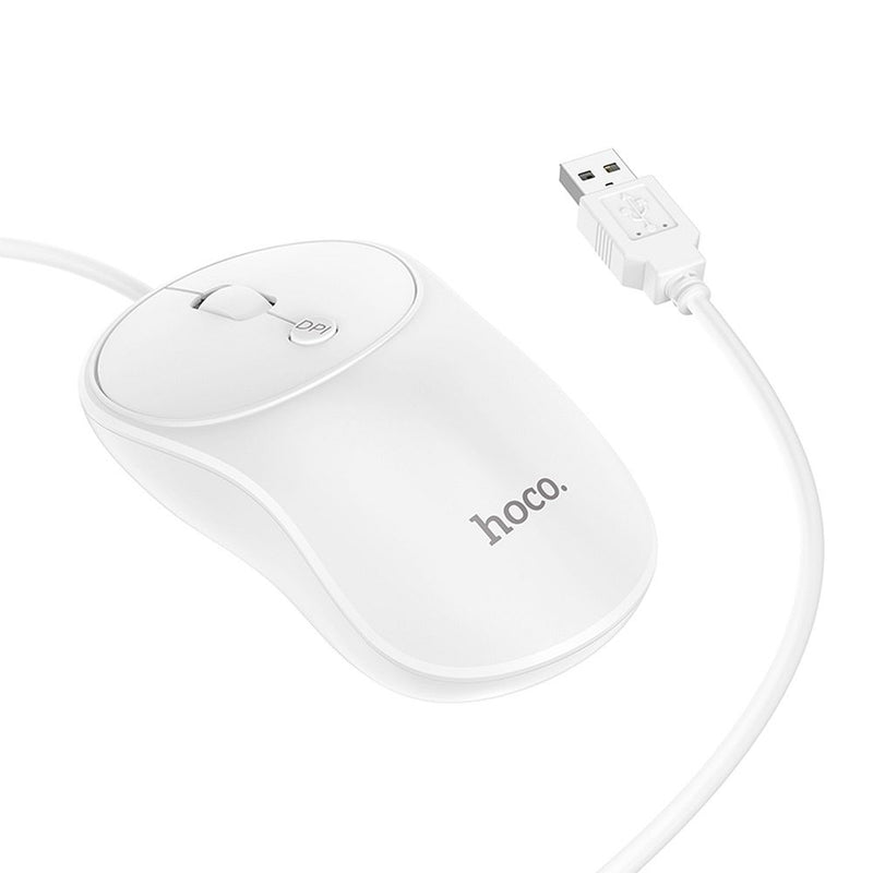 Rato de computador com fio HOCO USB A GM13 1,5 m Branco