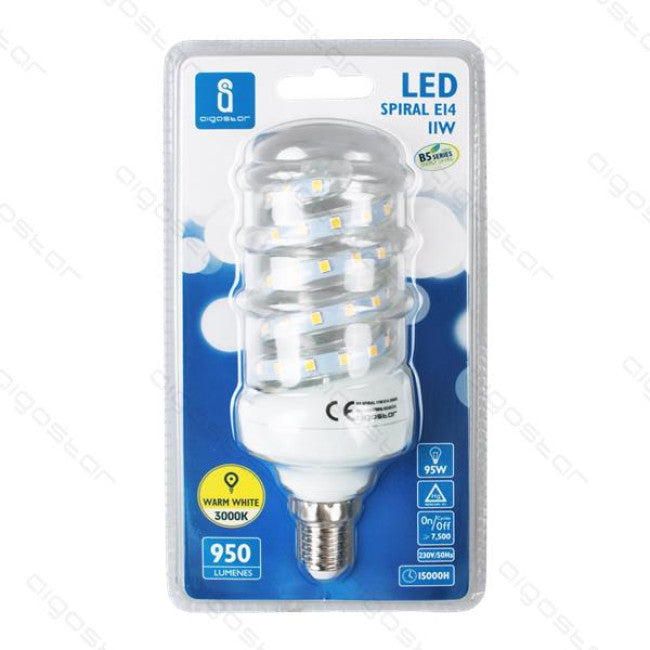 Lâmpada LED Espiral E14 5W 6400K Luz Fria 490 Lúmens B5 Aigostar