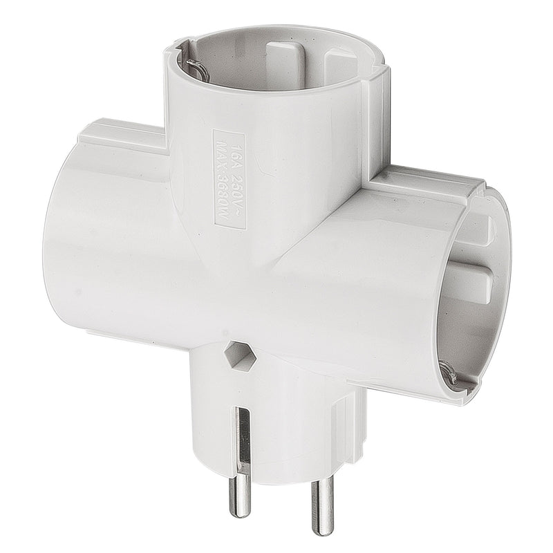 Adaptador de 3 Tomadas ONLEX Branco 4,8 MM