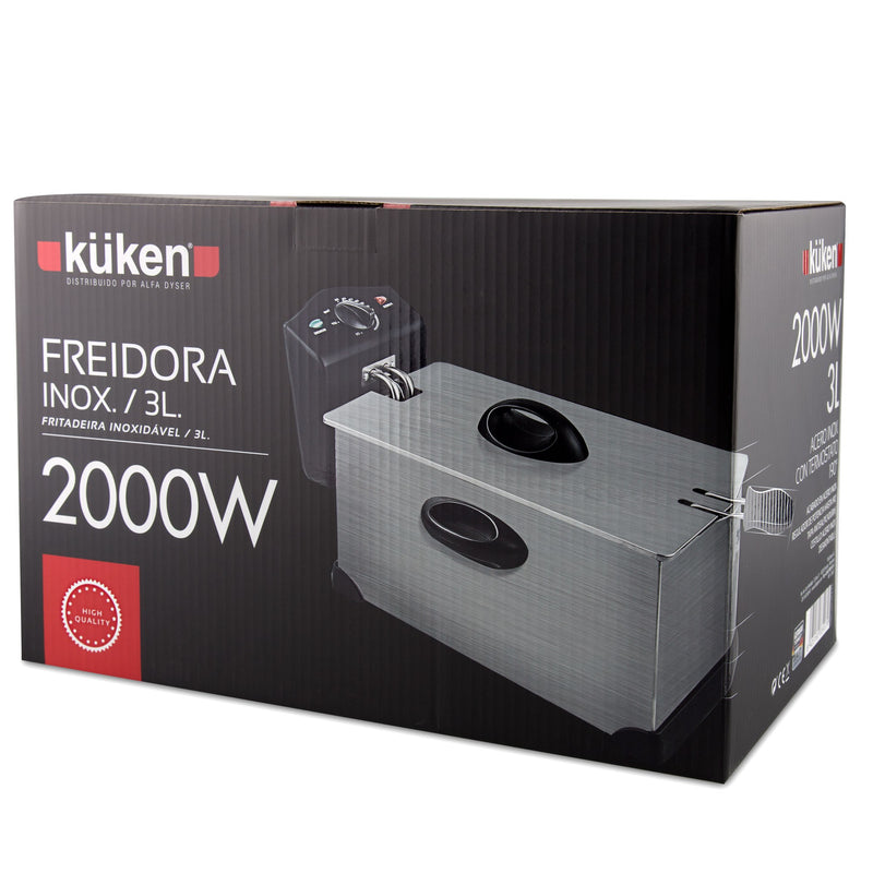 Fritadeira Inox KÜKEN 2000W 3,0 Litros