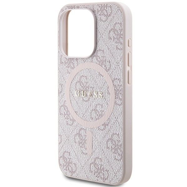 Capa Original GUESS para iPhone 15 Pro Max (Compativél com Magsafe / 4G Ring classic logo / Rosa)