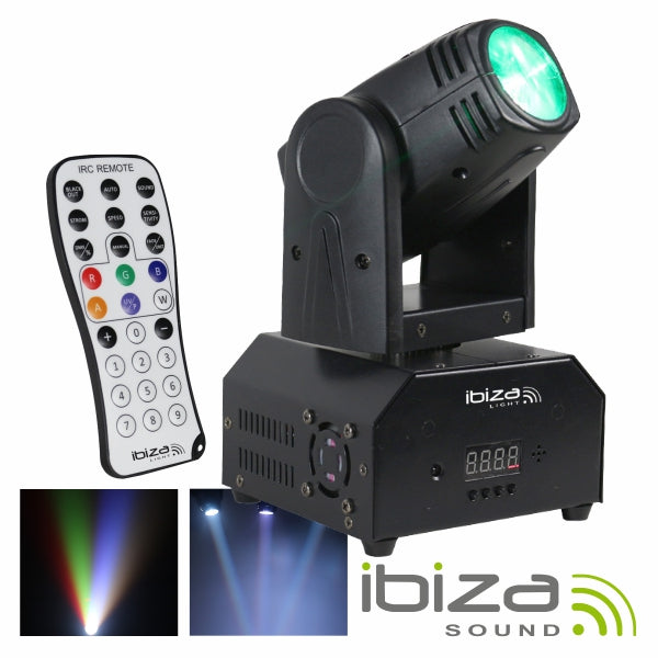 Moving head mini 1 led cree rgbw 10W DMX mic comando Ibiza