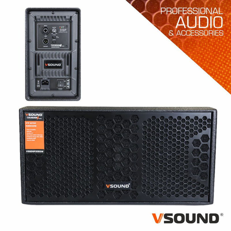 Subwoofer Amplificado Profissional 2x8" DSP 600W VSOUND