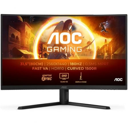 Monitor de jogos curvo AOC CQ32G4VE 31,5"/ QHD/ 0,5 ms/ 180 Hz/ VA/ Preto