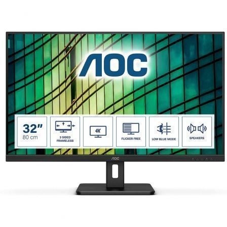 AOC U32E2N 31,5"/ 4K/ Multimídia/ Monitor Profissional Preto