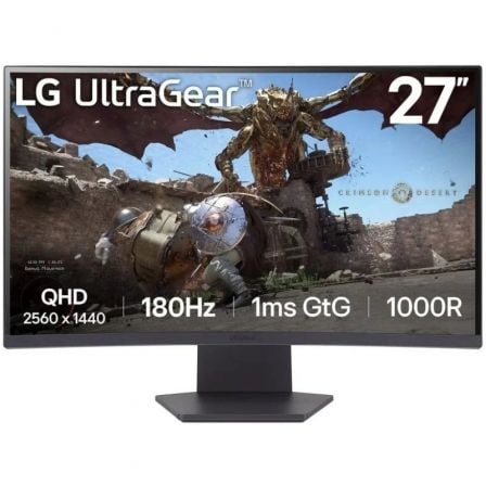 Monitor Gaming Curvo LG UltraGear 27GS60QC-B 27"/ QHD/ 1ms/ 180Hz/ VA/ Preto