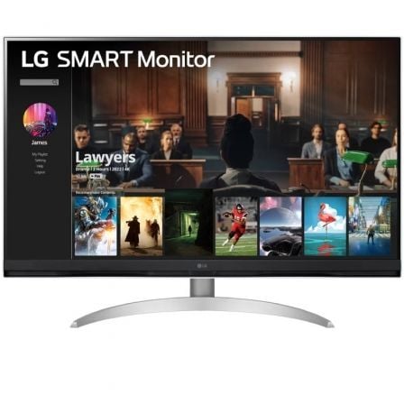 Smart Monitor LG 32SQ700S-W 31,5"/ 4K/ Smart TV/ Multimídia/ Altura ajustável/ Prateado e Branco