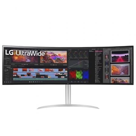 LG UltraGear 49WQ95C-W Monitor de jogos ultrapanorâmico curvo de 49"/ Dual QHD/ Multimídia/ Altura ajustável/ Branco