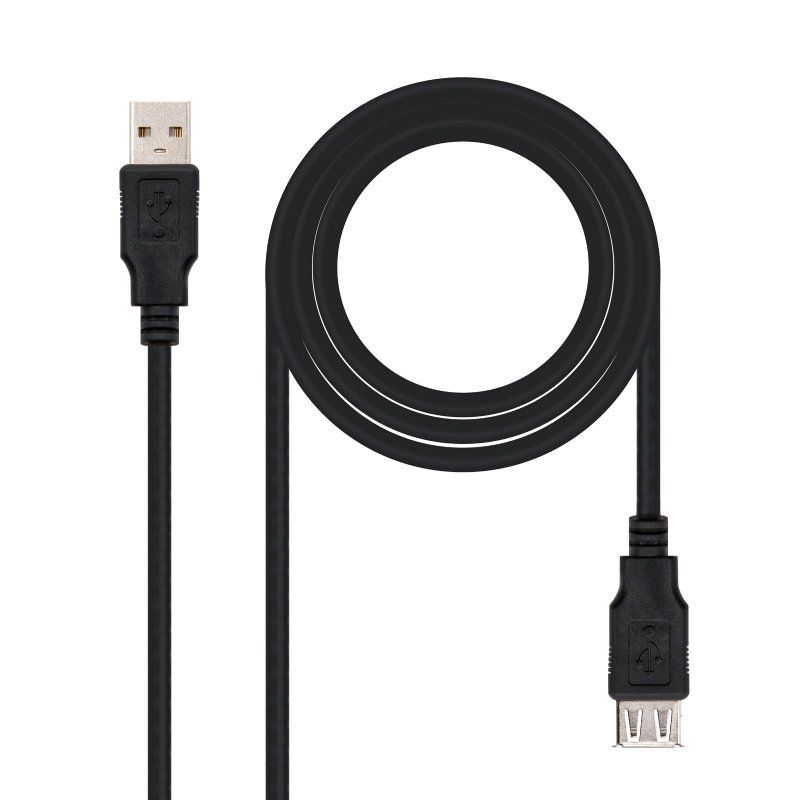 Cabo de Extensão USB 2.0 Nanocabo 10.01.0202-BK/ USB Macho - USB Fêmea/ 1m/ Preto