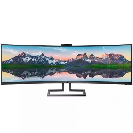 Philips 499P9H Monitor profissional ultrapanorâmico curvo de 48,8"/ QHD duplo/ Webcam/ Multimídia/ Altura ajustável/ Preto