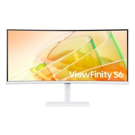 Samsung ViewFinity S6 S34C650TAU Monitor profissional ultrapanorâmico curvo de 34"/ UWQHD/ Multimídia/ Altura ajustável/ Branco