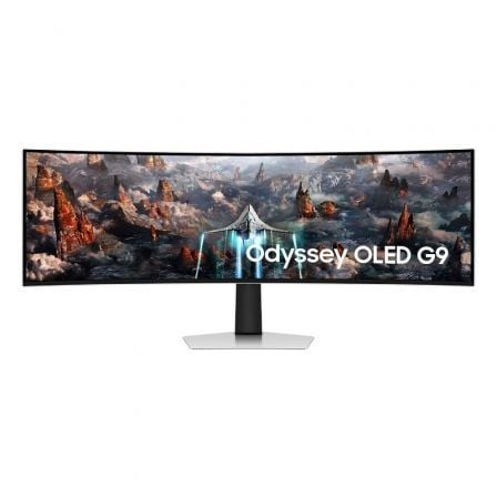 Samsung Odyssey OLED G9 S49CG934SU Monitor de jogos ultralargo curvo de 49"/ QHD duplo/ 0,03 ms/ 240 Hz/ OLED/ Multimídia/ Prateado