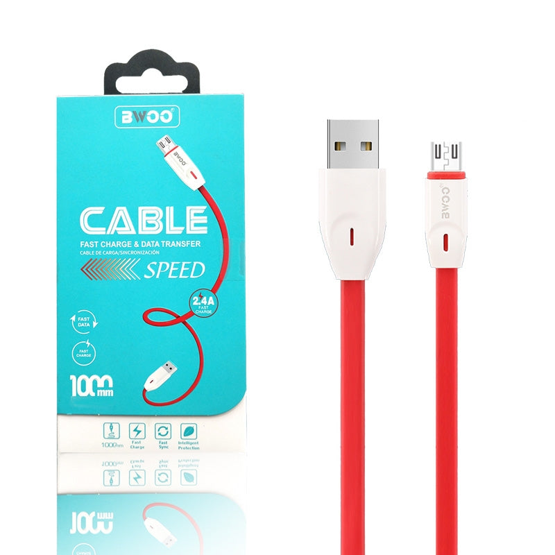 BWOO X92 Verde Carregamento Rápido 2.4A Cabo Micro USB