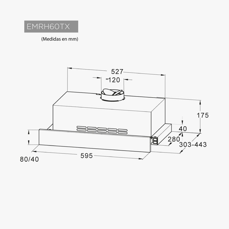 Exaustor de gaveta  60 cm Inox Eas Eletric EMRH60TX