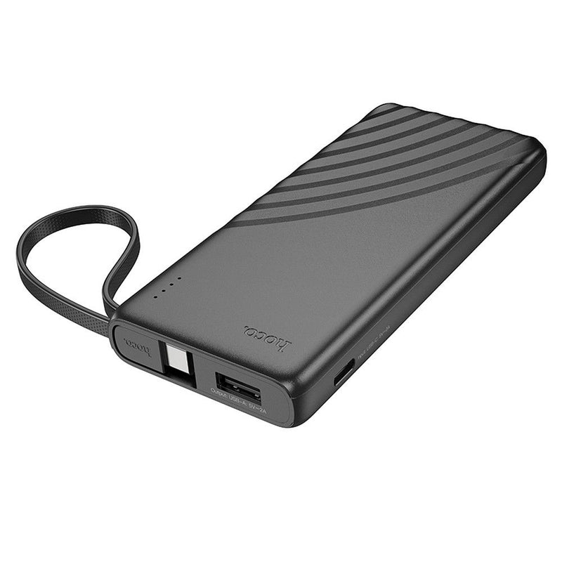 Powerbank HOCO 5000 mAh com cabo integrado Tipo C 2A J129 - Preto