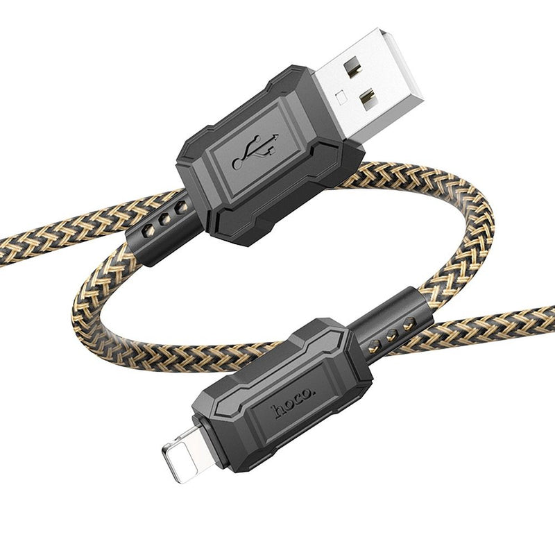 Cabo HOCO USB para iPhone Lightning 8 pinos 2,4A Leader X94 dourado