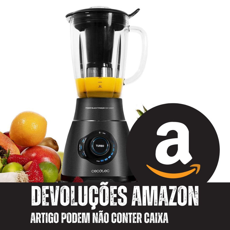 Cecotec Power Black Titanium 1800 Smart Liquidificadora ao estilo americano, potência de 1800 W, lâmina de 6 folhas de titânio preto, filtro para líquidos