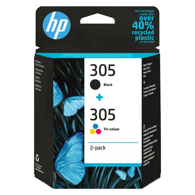 MultiPack 2 Tinteiros HP 305 Preto + Tri-color Originais 6ZD17AE