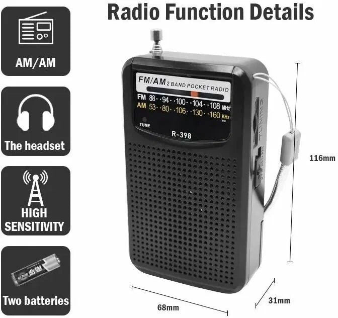 Super Rádio de Bolso Raiseng Fm - Preto