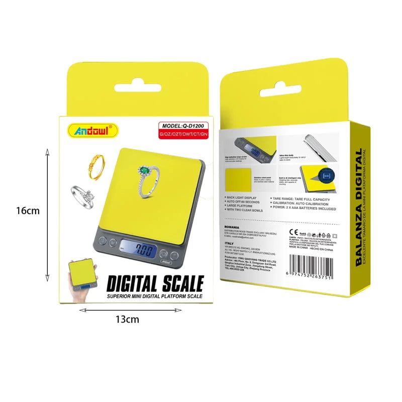 Balança Digital Andowl Mini Plataforma Superior Q-D1200