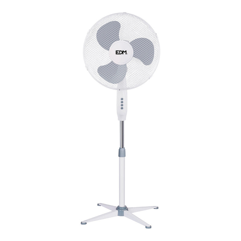 Ventoinha de pé branco Potência: 45W Aspas: Ø40cm. Altura regulável 105-125cm EDM