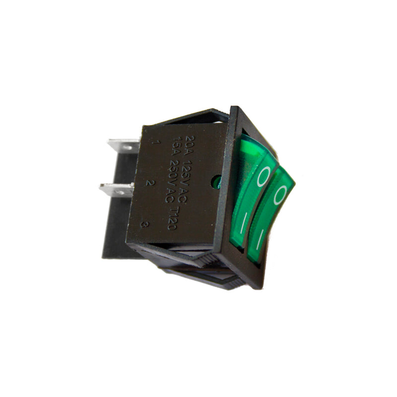 Interruptor duplo de Encastre 15A 250V verde.